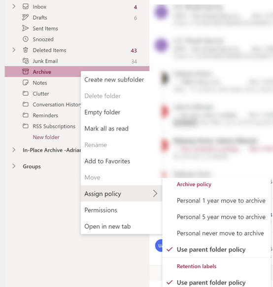 microsoft email archiving