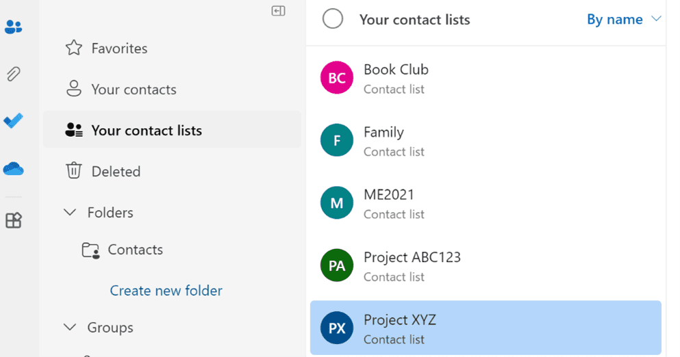 outlook contacts