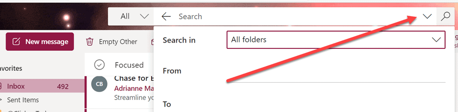 outlook search bar