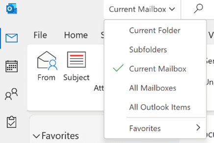 outlook email dropdown